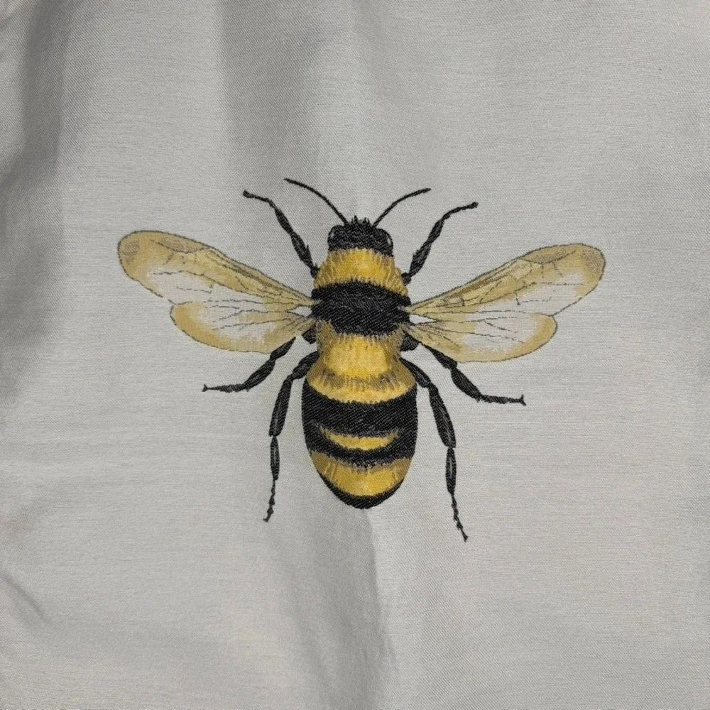 Set of 2 Embroidered Bee Pillow‎ Covers Cream Black Trim